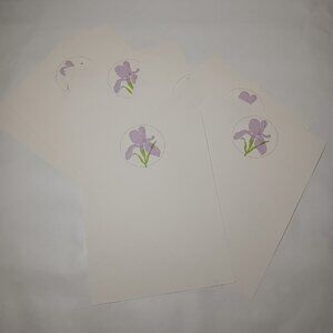 Vintage Stationary Purple Iris Unlined Letter Writing Paper 12 Sheets Cream Vtg